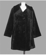 VTG Davis of Boston Black Double Breasted Textured Lined Faux Fur Coat W... - $71.97 CAD