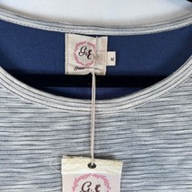 Grace &amp; Emma Striped Long Sleeve Top Velvet Cuff Detail Casual Size M - $26.72