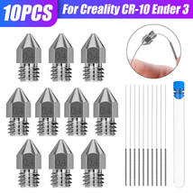 10Pcs 3D Printer MK8 Extruder Stainless Steel Nozzle for Creality CR-10 Ender 3 - £15.18 GBP