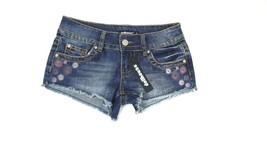 dollhouse Womens Teen Girls Cute Denim embroidered Jean Jeans Shorts Size 1 - £7.28 GBP