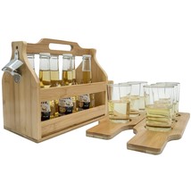 Sorbus Wooden Bottle Caddy with Opener &amp; Sampler Boards, Drink Holder for Beer,  - £41.12 GBP