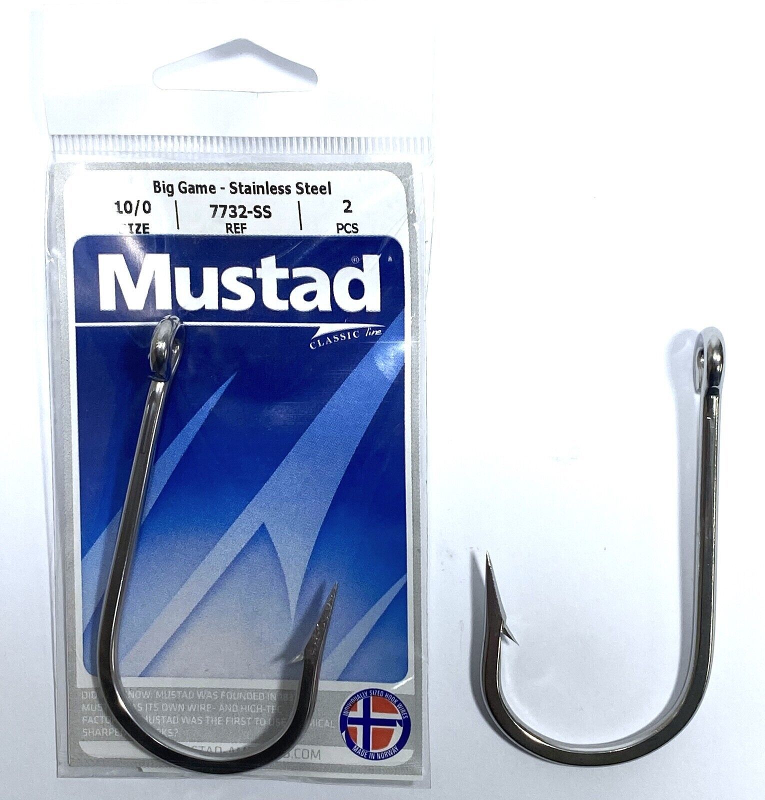 Primary image for Mustad 7732-SS Big Game Fishing Hooks Stainless Steel 10/0 2 Pack Southern Tuna
