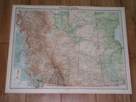 1922 Map Of Western Canada British Columbia Alberta Saskatchewan Manitoba - $31.16