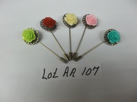 Lot AA 107     5 collar lapel brooch pin NEW hand set various styles jew... - $11.39