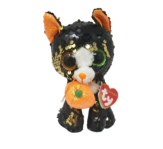 6&quot; Ty Jinx Flippables Glitter Sequin Halloween Cat Stuffed Animal Plush W/ Tag - £18.96 GBP
