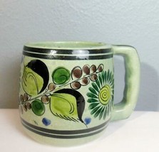 Tonala Mug Hand Made Hand Painted Signed Flowers Mexico Pottery - £14.77 GBP