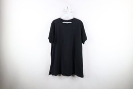Vintage 90s Lands End Mens Large Faded Blank Short Sleeve T-Shirt Black Cotton - £31.10 GBP