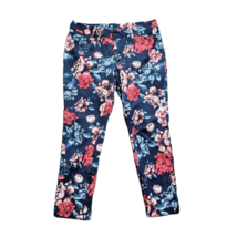 Faded Glory Blue Pants with Floral ~ Sz 10 ~ Mid Rise ~ 26&quot; Inseam - £13.66 GBP