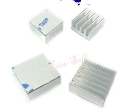 3pcs Aluminum Heat Sinks 8x8x5mm &amp; 14x14x6mm. Adhesive Backing - Raspberry Pi - £3.86 GBP