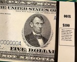 $100 In 1914 $5 Play Money Bills  WWI Era Prop Bundle USA Actual Size! - £11.06 GBP