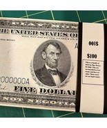 $100 In 1914 $5 Play Money Bills  WWI Era Prop Bundle USA Actual Size! - £11.18 GBP