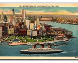 Batteria Park E IN Basso Manhattan New York Città Ny Nyc Unp Lino Cartol... - $3.39