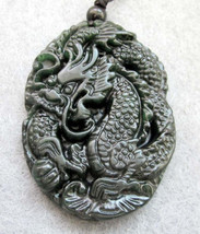 Free Shipping -  2012 Year Good luck Amulet  Natural black Jadeite Jade carved s - £15.98 GBP