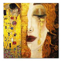 handmade Oil painting Reproduction Golden Tears by Gustav Klimt - £309.74 GBP - £385.14 GBP