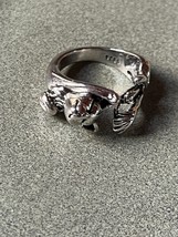 Estate 925 Marked Silver Stretching Kitty Cat Dimensional Wrap Ring Size 6 – top - £14.67 GBP
