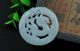 Free Shipping - Hand-carved 100% Natural jadeite jade Dragon Charm pendant neckl - £31.60 GBP