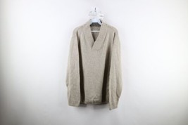 Vintage 90s Streetwear Mens Large Blank Ribbed Knit Shawl Sweater Heathe... - £39.52 GBP