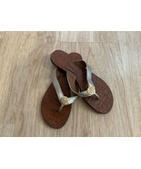 Tory Burch Flip Flops Sandals Leather Silver Gold Metallic Women’s size 6M - £29.85 GBP
