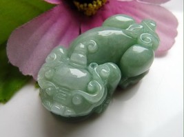Free Shipping - auspicious Natural  Green jade carved  Pi Yao Jade Amulet  charm - $19.99