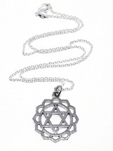 4th Chakra Pendant Necklace Heart 4th Chakra Anahata Silver 18&quot; Chain Jewellery - £6.90 GBP
