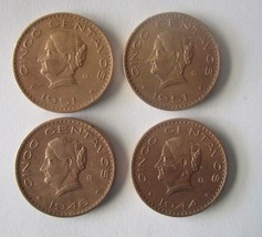 Mexico 5 Centavos, 1944-1951 (4 Coins) Beautiful Bronze - £6.21 GBP