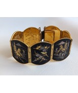 Vintage Sterling Japanese Amita Damascene Gold Leaf Inlay Scenic Bracele... - £80.45 GBP