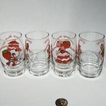 Set of 4 VTG 8 oz Strawberry Shortcake 4&quot; Drinking Juice Glasses 1980 Anchor Hoc - £23.55 GBP
