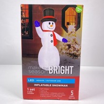 Christmas Inflatable Snowman 5 Feet Light Up W/ Scarf Airblown New - £23.72 GBP