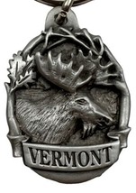 Vermont Pewter Keychain Engraved Moose &quot;The Green Mountain State&quot; ~By Pi... - £12.42 GBP