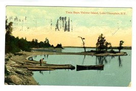 Twin Bays Valcour Island Lake Champlain New York Postcard 1908 - £9.27 GBP