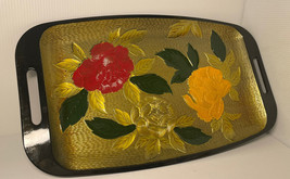 Vintage 1965 Davar N.Y. Japanese Lacquerware Hand Painted Decorative Floral Tray - £13.52 GBP