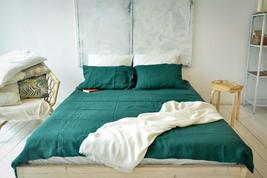 Emerald Green Stonewashed Cotton Duvet Cover Ultra Soft and Easy Care Bo... - £53.74 GBP+