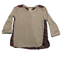 Garnet Hill Floral Striped Shirt Girls Size Large Hi Lo Casual Classic Preppy - £6.65 GBP