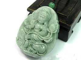 Free shipping -   Green Jadeite Jade carved  &#39;&#39;Guanyin &#39;&#39; / Bodhisattvas  Amulet - £23.90 GBP