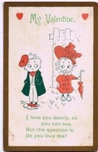 Valentine Postcard Cute Cartoon Boy Girl My Valentine - £1.71 GBP
