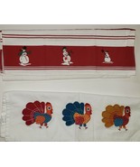 William Sonoma Kitchen Dish Towels Turkey Snowman - $9.50