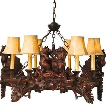 Chandelier Dancing Bear 6-Light Hand-Cast Made in USA OK Casting Faux Leather - £2,111.03 GBP