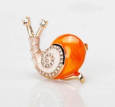 Stunning Diamante Gold Plated Orange Snail Brooch Suit Coat Broach Pin Collar U3 - £285.41 GBP