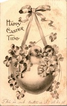 Vtg Postcard 1910 Victorian Easter - Happy Easter Tide w Chicks in Hanging Egg - £3.09 GBP