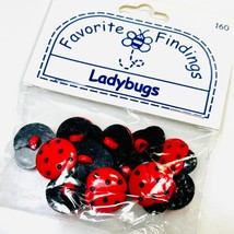 Ladybug Buttons by Favorite Findings 160 Plastic 12 pcs Shank Style - £2.74 GBP