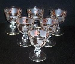 6 Libbey Stem Rock Sharpe GOLDEN FOLIAGE 3 7/8&quot; Wine Cocktail Glasses Fr... - $24.99