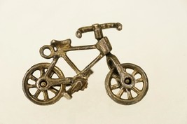 Vintage Costume Jewelry Brass Articulated Bicycle Pendant Bracelet Charm - £9.66 GBP