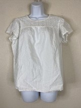 Ella Moss Womens Size S White Crochet Embellished Blouse Short Sleeve - £5.69 GBP