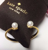 Kate Spade Dainty Sparklers Gold Tone Pearl Hinged Cuff Bracelet W/ KS Dust Bag - £31.09 GBP