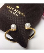 Kate Spade Dainty Sparklers Gold Tone Pearl Hinged Cuff Bracelet W/ KS D... - £30.99 GBP