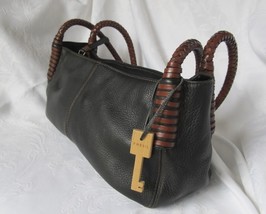 Fossil Black and Brown Handbag with Cool Handles - $44.00