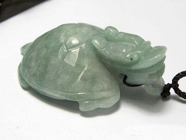 Free  shipping -  hand carving Natural Green Dragon Turtle jadeite  jade charm P - £32.24 GBP