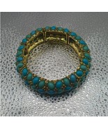 Turquoise and goldtone stretch bracelet - $35.56 CAD