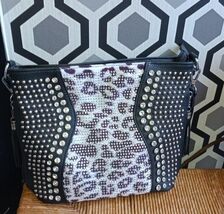 Leopard Print Rhinestone Studded Shoulder Bag - $32.00