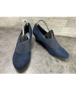 London Fog Heels Women 9.5M Delevan Shoes Blue Suede Wedge Rhinestones P... - $19.62